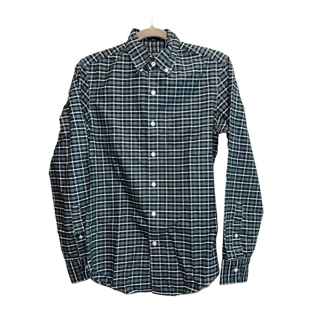 J.Crew‎ Slim Flex Oxford Mens Plaid Button-Down Shirt Size XS Green Navy